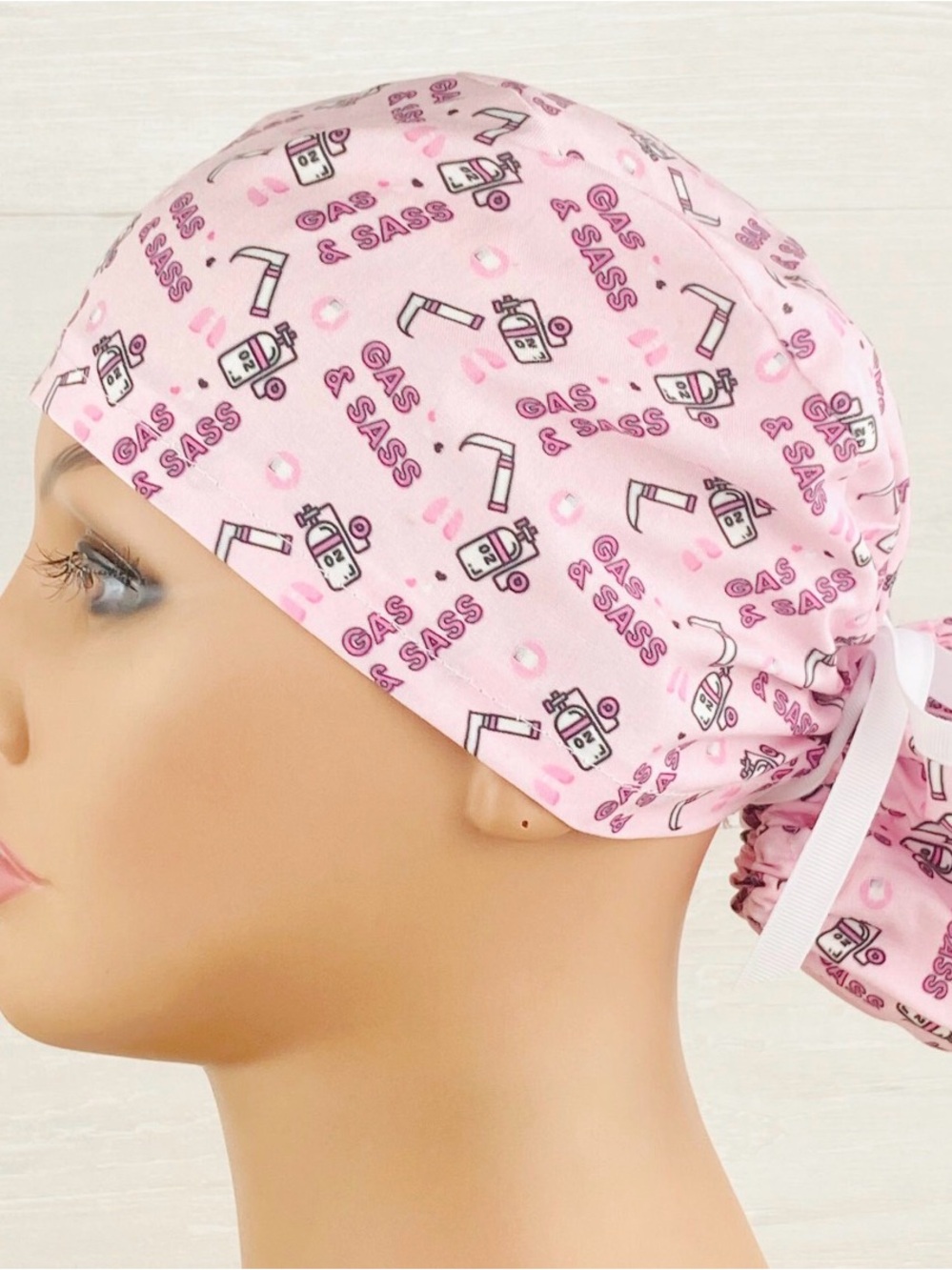 Pink 'Gas & Sass' Medical Scrub Cap
